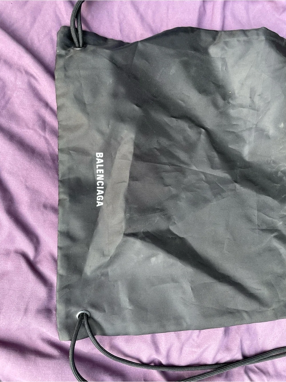 Balenciaga Black Drawstring Nylon Backpack